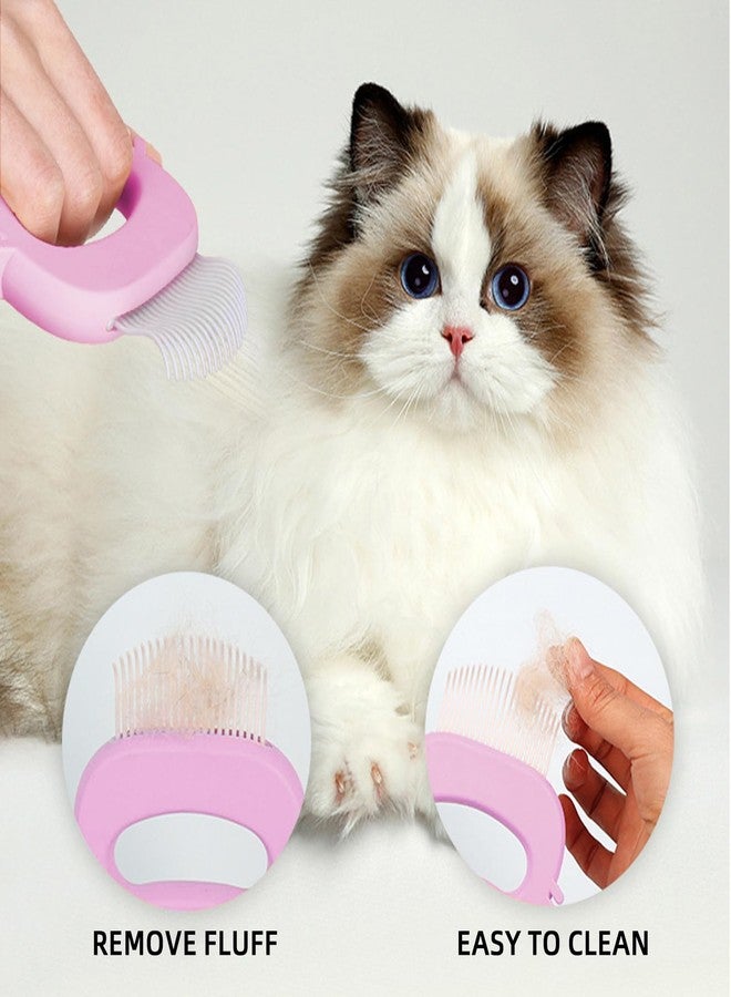  الرسم البياني مشط براغيث للقطط على شكل قطة لطيفة، مشط وجه للحيوانات الأليفة للقطط والكلاب الصغيرة، مزيل بقع الدموع والأوساخ والشوائب (وردي) - Image 4